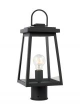 Visual Comfort & Co. Studio Collection 8248401EN7-12 - Founders modern 1-light LED outdoor exterior post lantern in black finish with clear glass panels an