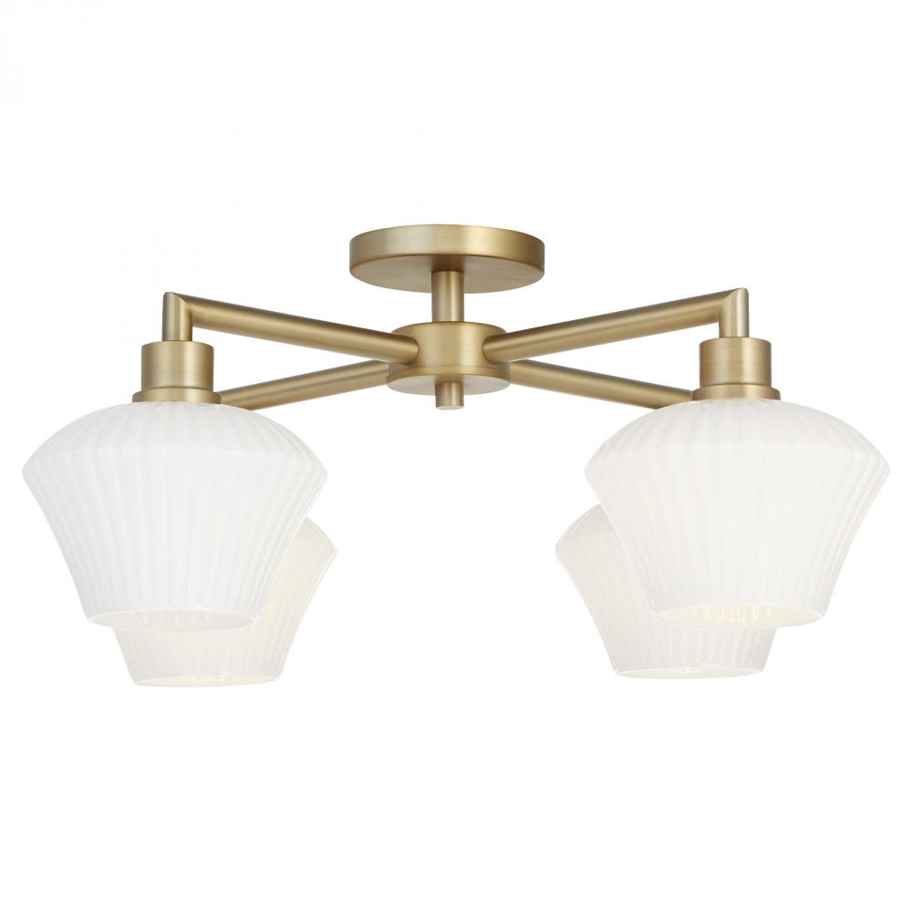 Cassini 26 inches , 4 Light Flush Mount, Aged Brass