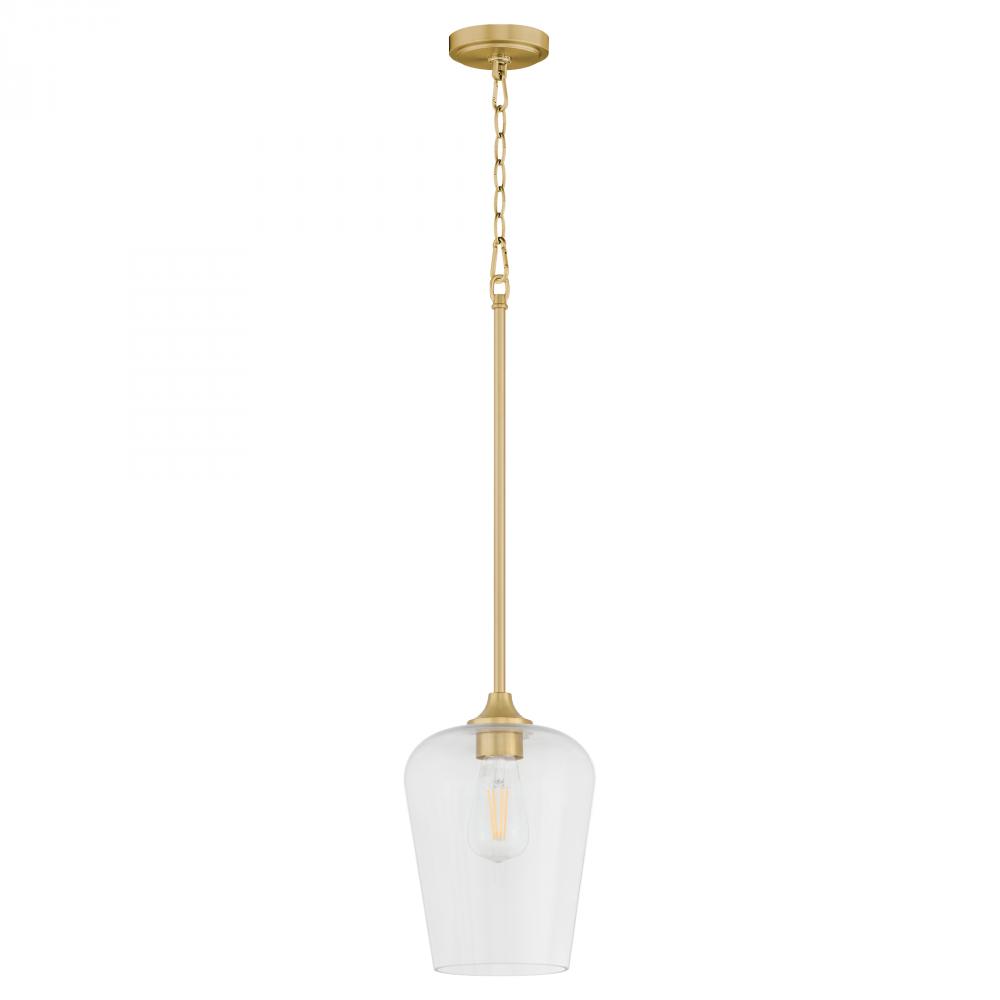 Raymond 1 Light Pendant, Aged Brass