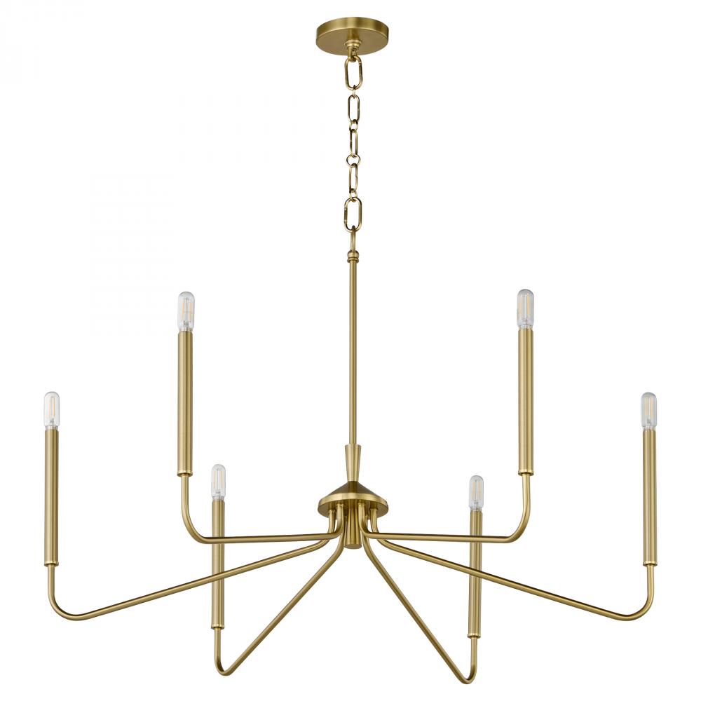 Providence 6 Light Chandelier, Aged Brass