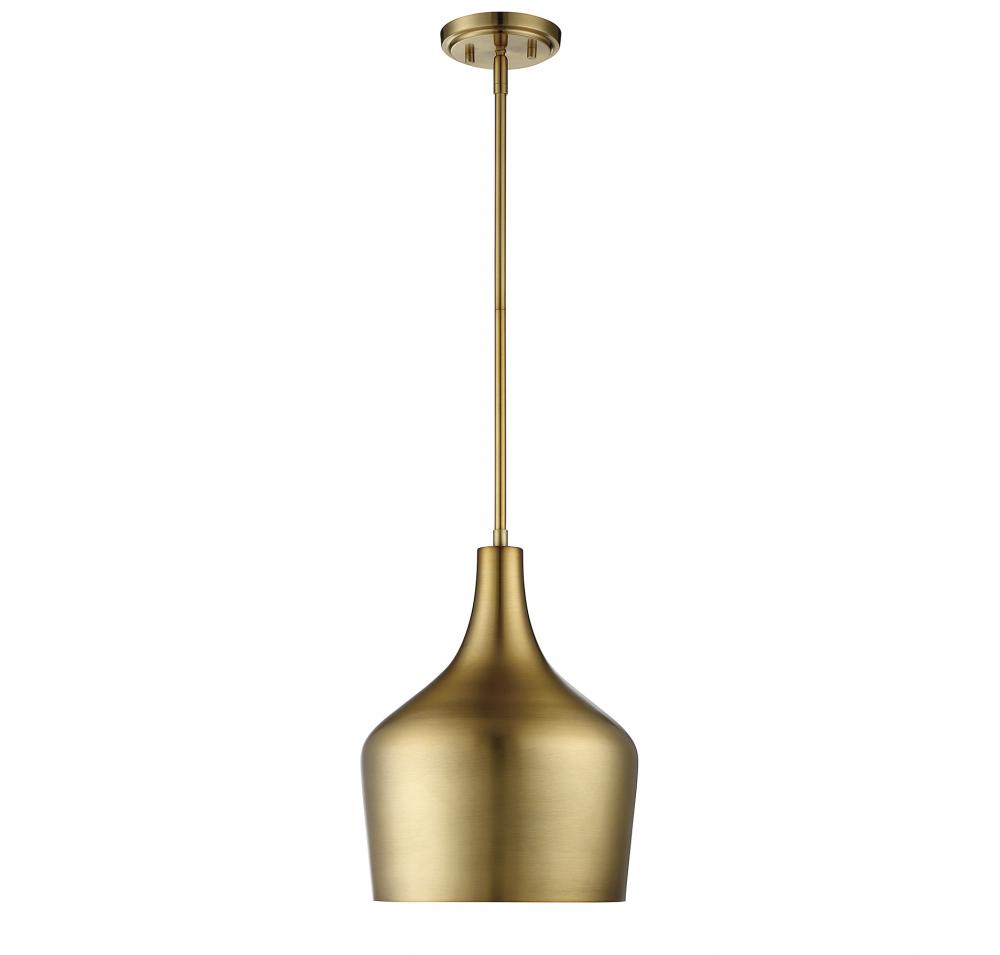 1-Light Pendant in Natural Brass