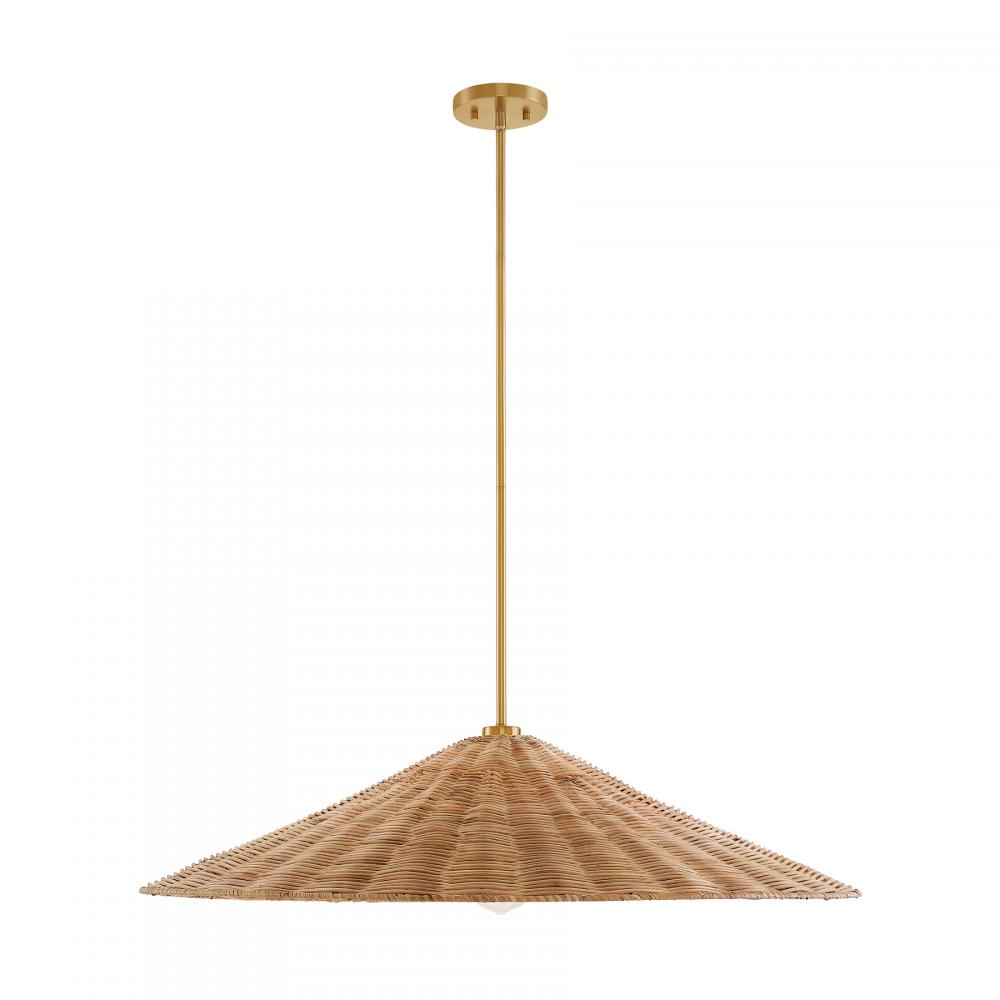 1-Light Pendant in Natural Brass