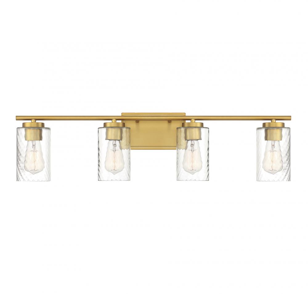 4-Light Bathroom Vanity Light in Natural Brass