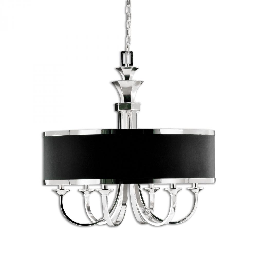 Uttermost Tuxedo 6 Light Black Shade Chandelier